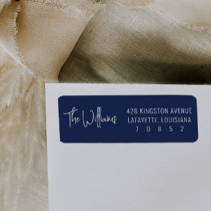 Navy Blue and White Fun Modern Return Address Label