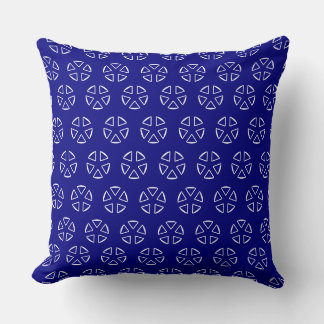 Navy blue and white geometric flowers cushion