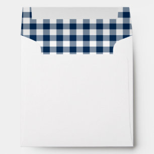 Navy Blue and White Gingham Country Wedding Envelope