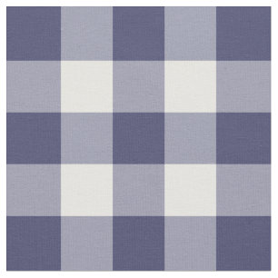 Navy Blue and White Gingham Pattern Fabric
