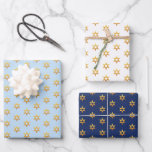 Navy Blue And White Hanukkah Golden David Star Wrapping Paper Sheet<br><div class="desc">Experience the elegance of a stunning golden Star of David pattern,  perfect for celebrating the festive spirit of Hanukkah. This design beautifully contrasts against black,  white,  and navy blue backgrounds,  making your holiday truly special.</div>