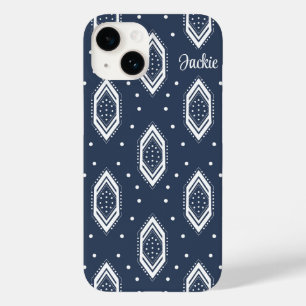 Navy Blue and White Hexagon Pattern  Case-Mate iPhone 14 Case