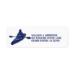 Navy Blue and White Kayakers Return Address Label