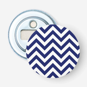 Navy Blue and White Large Chevron ZigZag Pattern Bottle Opener