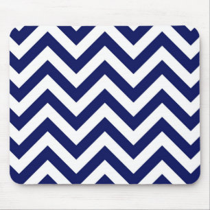 Navy Blue and White Large Chevron ZigZag Pattern Mouse Pad