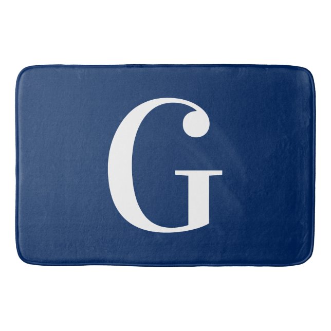Navy Blue and White Large G Monogram Bath Mat (Front)