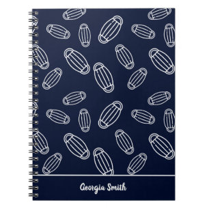 Navy Blue and White Medical Face Mask Pattern Notebook