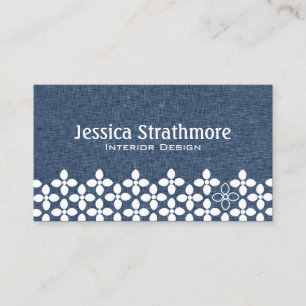 Navy Blue and White Modern Flower Business Card