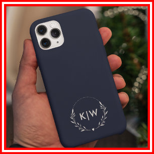 Navy Blue and White   Modern Initials Monogram iPhone 16 Pro Max Case