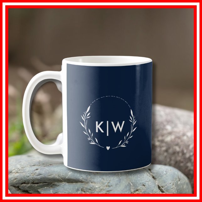 Navy Blue and White | Modern Initials Monogram Coffee Mug (Navy Blue and White | Modern Initials Monogram Coffee Mug)