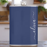 Navy Blue and White Modern Monogram Hip Flask<br><div class="desc">Introducing our Navy Blue and White Modern Monogram Collection: Elevate your home decor with our sophisticated collection featuring a contemporary navy blue and white colour scheme. Each piece is meticulously crafted to exude elegance and style, perfect for adding a touch of modern flair to any room. Whether you're looking for...</div>