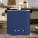 Navy Blue and White Modern Monogram Hip Flask<br><div class="desc">Introducing our Navy Blue and White Modern Monogram Collection: Elevate your home decor with our sophisticated collection featuring a contemporary navy blue and white colour scheme. Each piece is meticulously crafted to exude elegance and style, perfect for adding a touch of modern flair to any room. Whether you're looking for...</div>