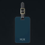 Navy Blue and White | Modern Monogram Luggage Tag<br><div class="desc">This modern luggage tag design features a dark navy blue background,  with your initials in bold white text for a look that is simple and stylish,  yet professional.</div>