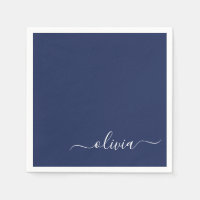 Navy Blue and White Modern Monogram