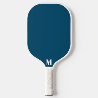 Navy Blue and White Modern Monogram Pickleball Paddle