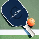 Navy Blue and White Modern Monogram Pickleball Paddle<br><div class="desc">Introducing our Navy Blue and White Modern Monogram Pickleball Paddle, a perfect blend of elegance and modern design. This paddle features a sleek dark blue and white colour scheme, exuding sophistication on the court. With its monogrammed initial, it adds a personalised touch to your game. Crafted with a light weight...</div>