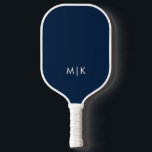 Navy Blue and White | Modern Monogram Pickleball Paddle<br><div class="desc">This modern pickleball paddle design features a dark navy blue background, with your initials in bold white text for a look that is simple and stylish, yet professional.</div>