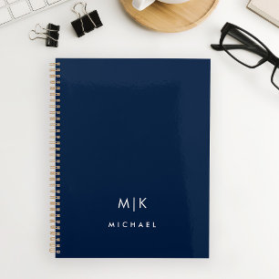Navy Blue and White Modern Monogram Planner