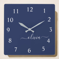 Navy Blue and White Modern Monogram