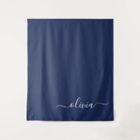 Navy Blue and White Modern Monogram