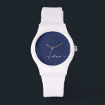 Navy Blue and White Modern Monogram Watch<br><div class="desc">Introducing our Navy Blue and White Modern Monogram Collection: Elevate your home decor with our sophisticated collection featuring a contemporary navy blue and white colour scheme. Each piece is meticulously crafted to exude elegance and style, perfect for adding a touch of modern flair to any room. Whether you're looking for...</div>