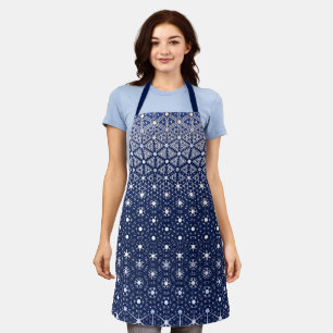 Navy Blue and White Mosaic Apron