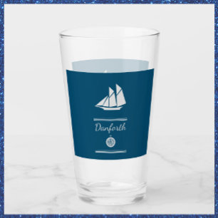 Navy Blue and White Nautical Glass
