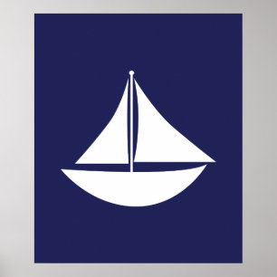 Navy Blue and White Nautical Sail Poster
