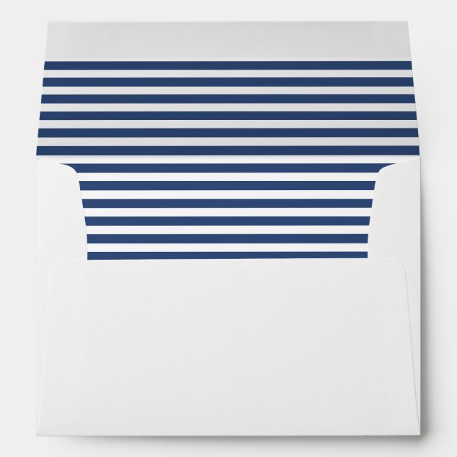 Navy Blue and White Nautical Striped Envelope (Back (Bottom))