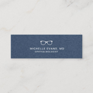 Navy Blue and White Ophthalmologist Glasses Logo Mini Business Card