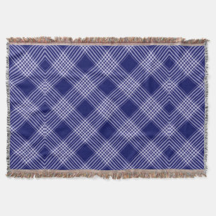 Navy Blue And White Plaid Throw Blanket