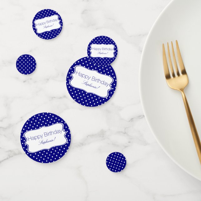 Navy Blue and White Polka Dot Birthday Party Confetti (Group)