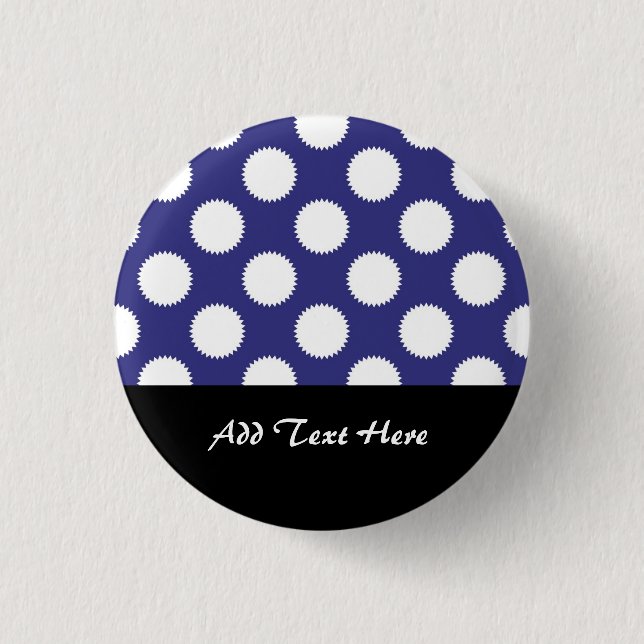 Navy Blue and White Polka Dot Pattern 3 Cm Round Badge (Front)