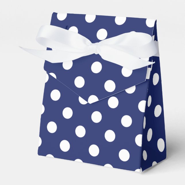 Navy Blue and White Polka Dot Pattern Favour Box (Front Side)