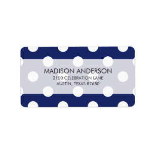 Navy Blue and White Polka Dot Pattern Label