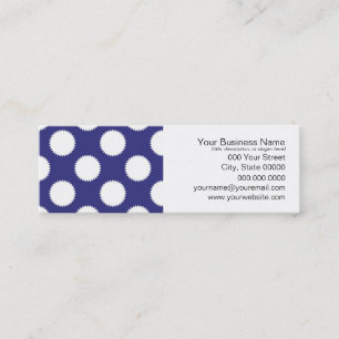 Navy Blue and White Polka Dot Pattern Mini Business Card