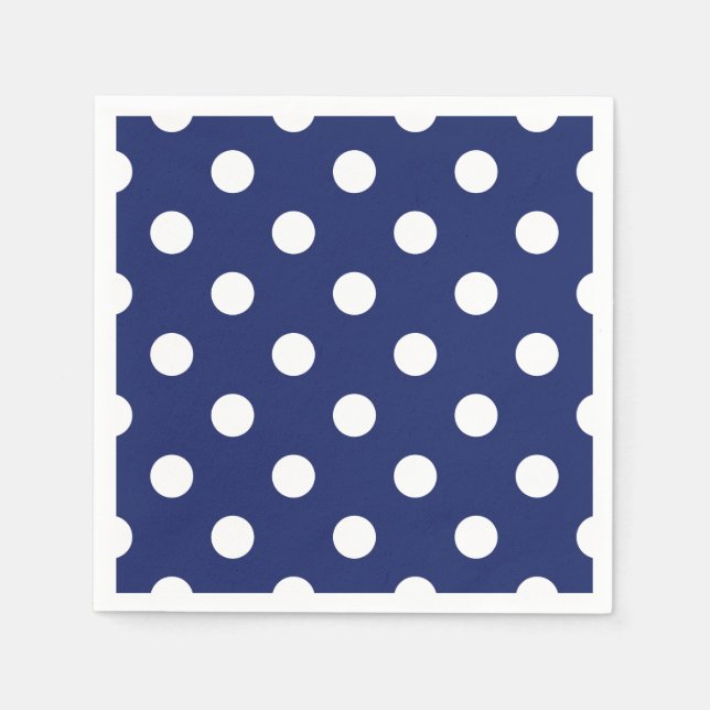 Navy Blue and White Polka Dot Pattern Napkin (Front)