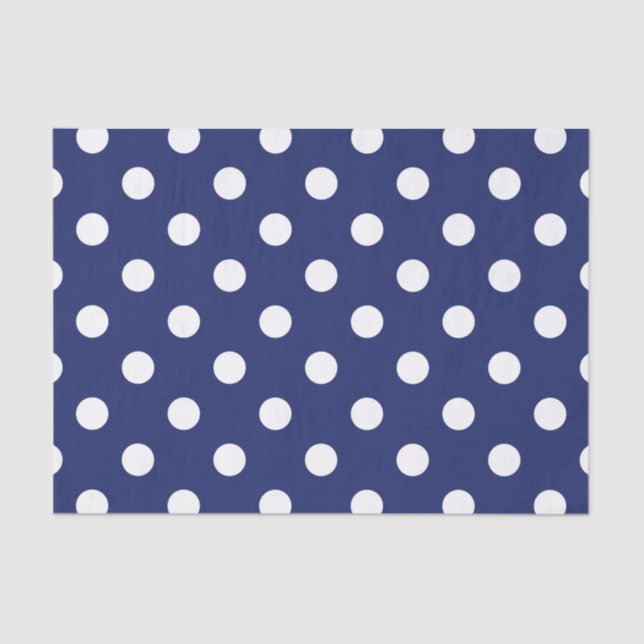 Navy Blue and White Polka Dot Pattern Tissue Paper (Front)