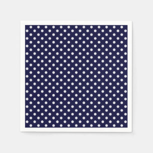 Navy Blue and White Polka Dots Pattern Napkin
