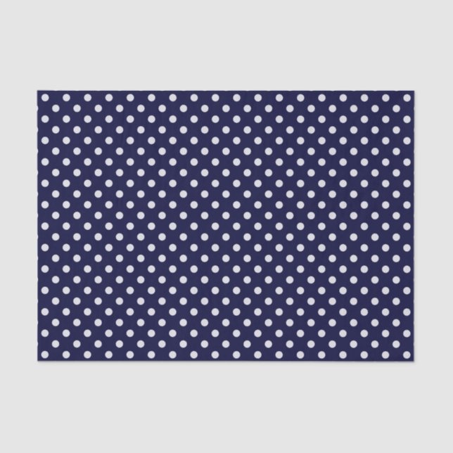 Navy Blue and White Polka Dots Pattern Tissue Paper (Front)