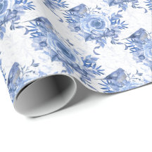 Navy Blue and White Rose Floral