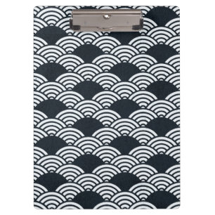 Navy blue and white Seigaiha waves pattern Clipboard