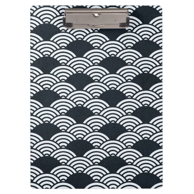 Navy blue and white Seigaiha waves pattern Clipboard (Front)