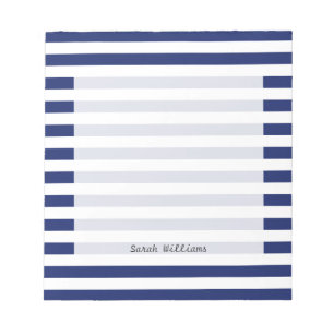 Navy Blue and White Stripe Pattern Notepad