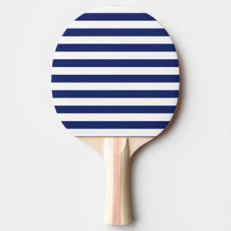Navy Blue and White Stripe Pattern Ping Pong Paddle