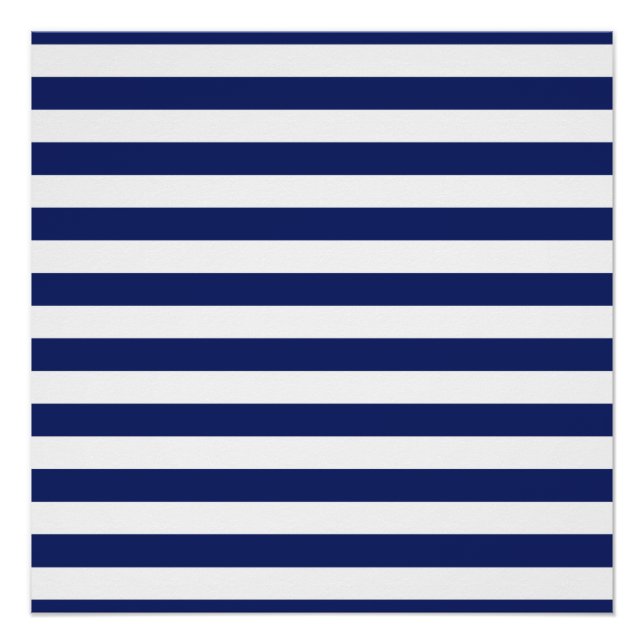 Navy Blue and White Stripe Pattern Poster (Front)