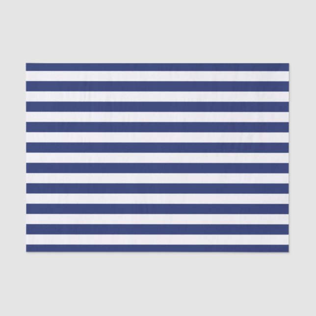 Navy Blue and White Stripe Pattern Tissue Paper (Front)