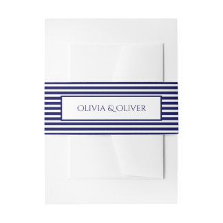 Navy Blue and White Striped - Belly Band Invitation Belly Band