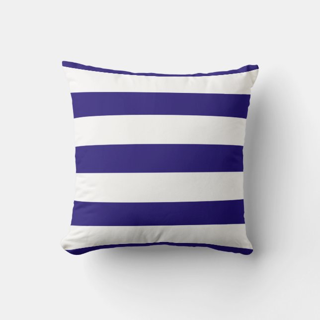Navy Blue and White Striped Cushion (Front)