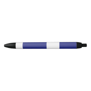 Navy blue and white stripes black ink pen